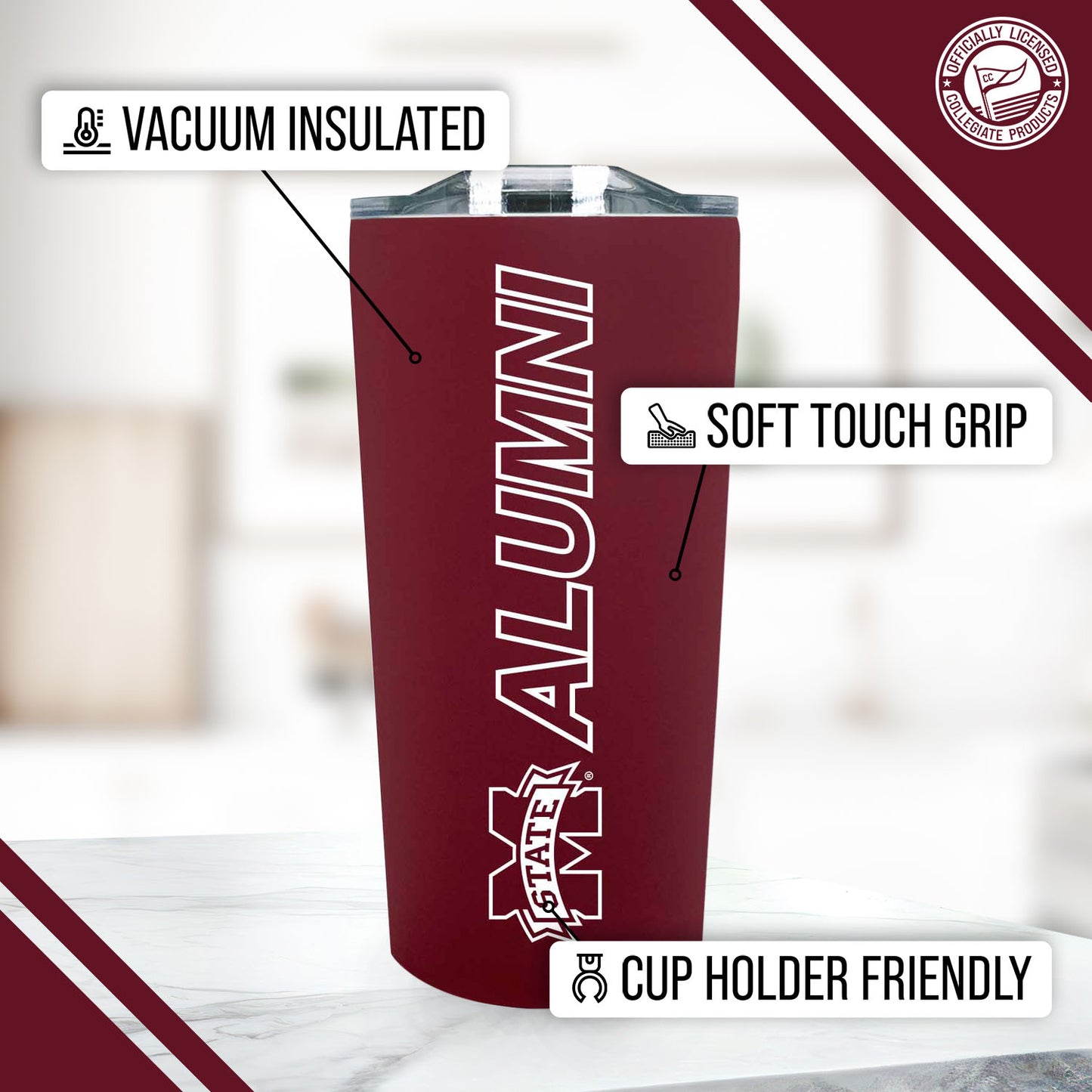 Mississippi State Bulldogs Collegiate Stainless Steel Travel Tumbler for Alumni - Maroon