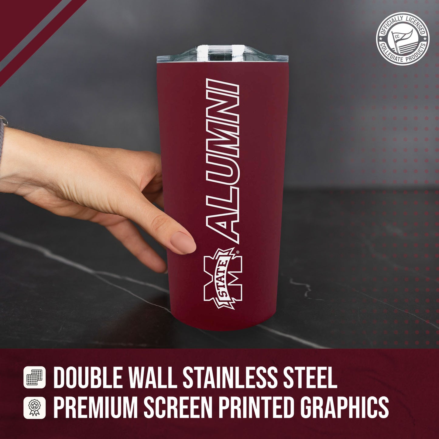 Mississippi State Bulldogs Collegiate Stainless Steel Travel Tumbler for Alumni - Maroon