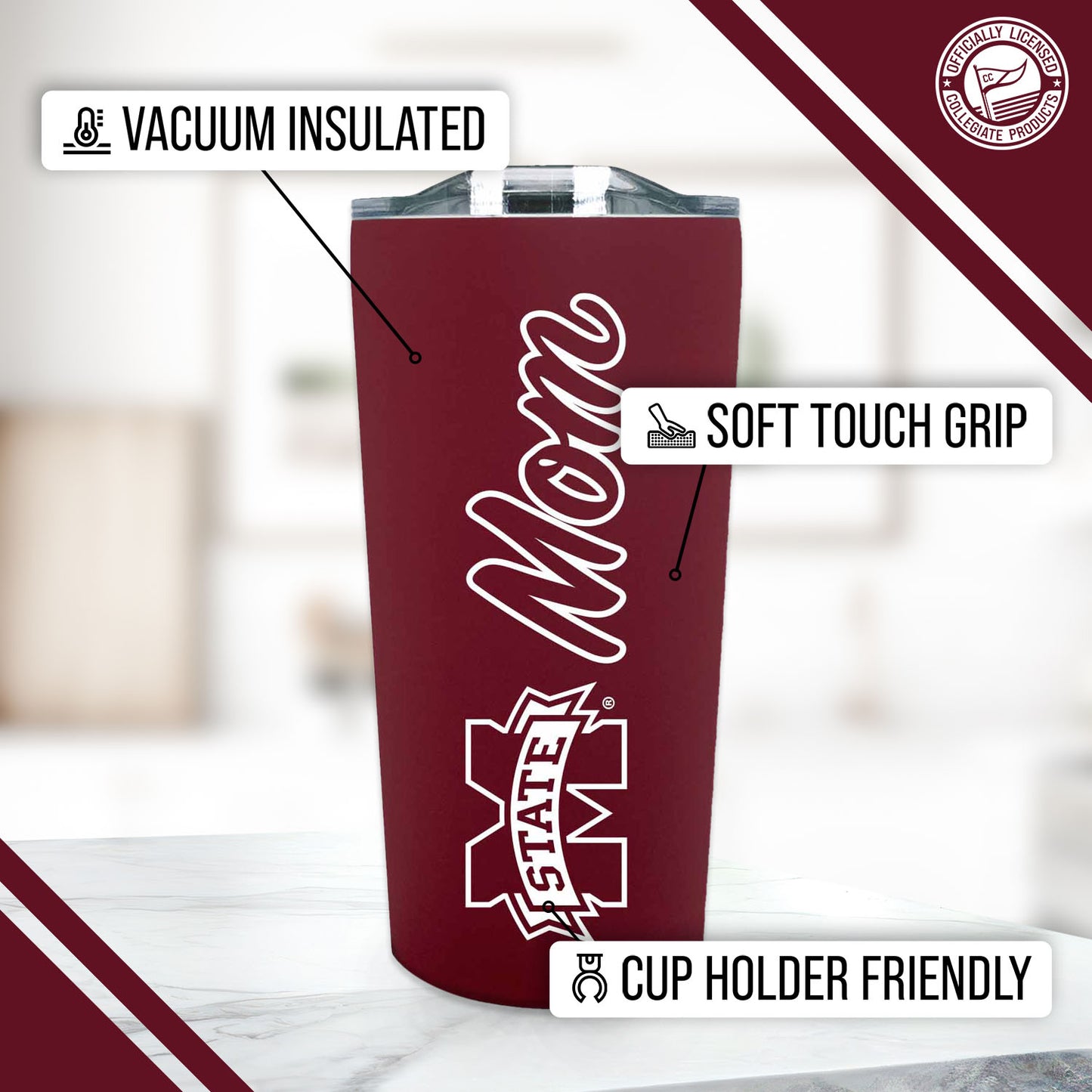 Mississippi State Bulldogs NCAA Stainless Steel Travel Tumbler for Mom - Maroon