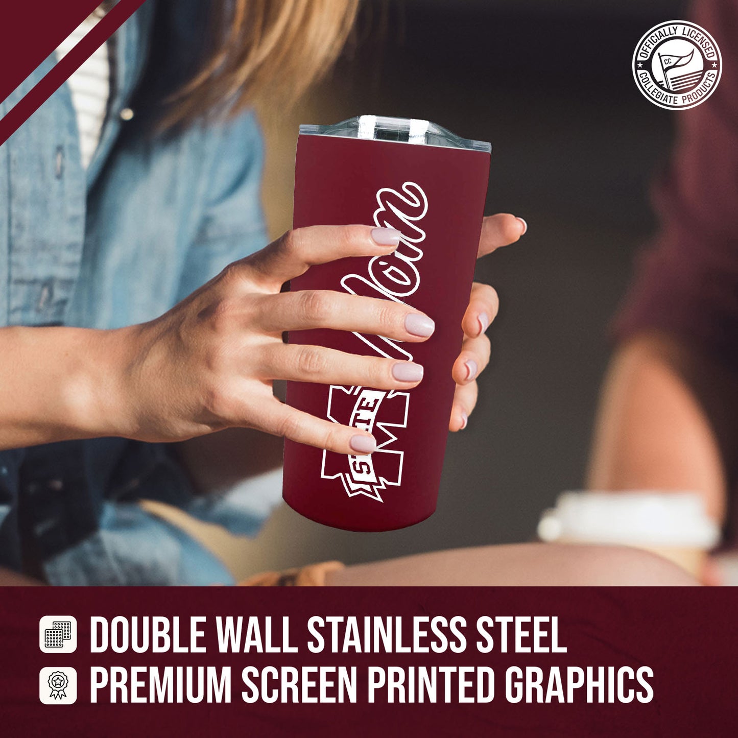 Mississippi State Bulldogs NCAA Stainless Steel Travel Tumbler for Mom - Maroon