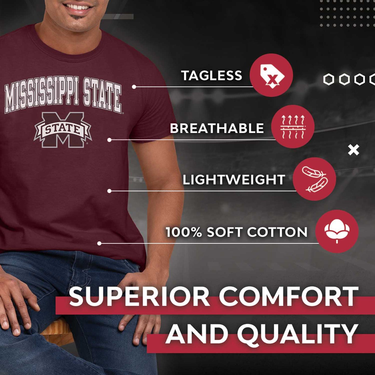 Mississippi State Bulldogs NCAA Adult Gameday Cotton T-Shirt - Team Color