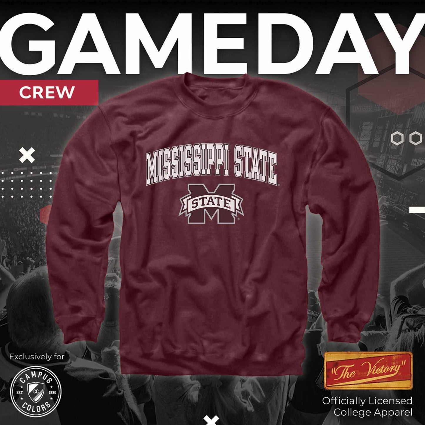 Mississippi State Bulldogs Adult Arch & Logo Soft Style Gameday Crewneck Sweatshirt - Team Color