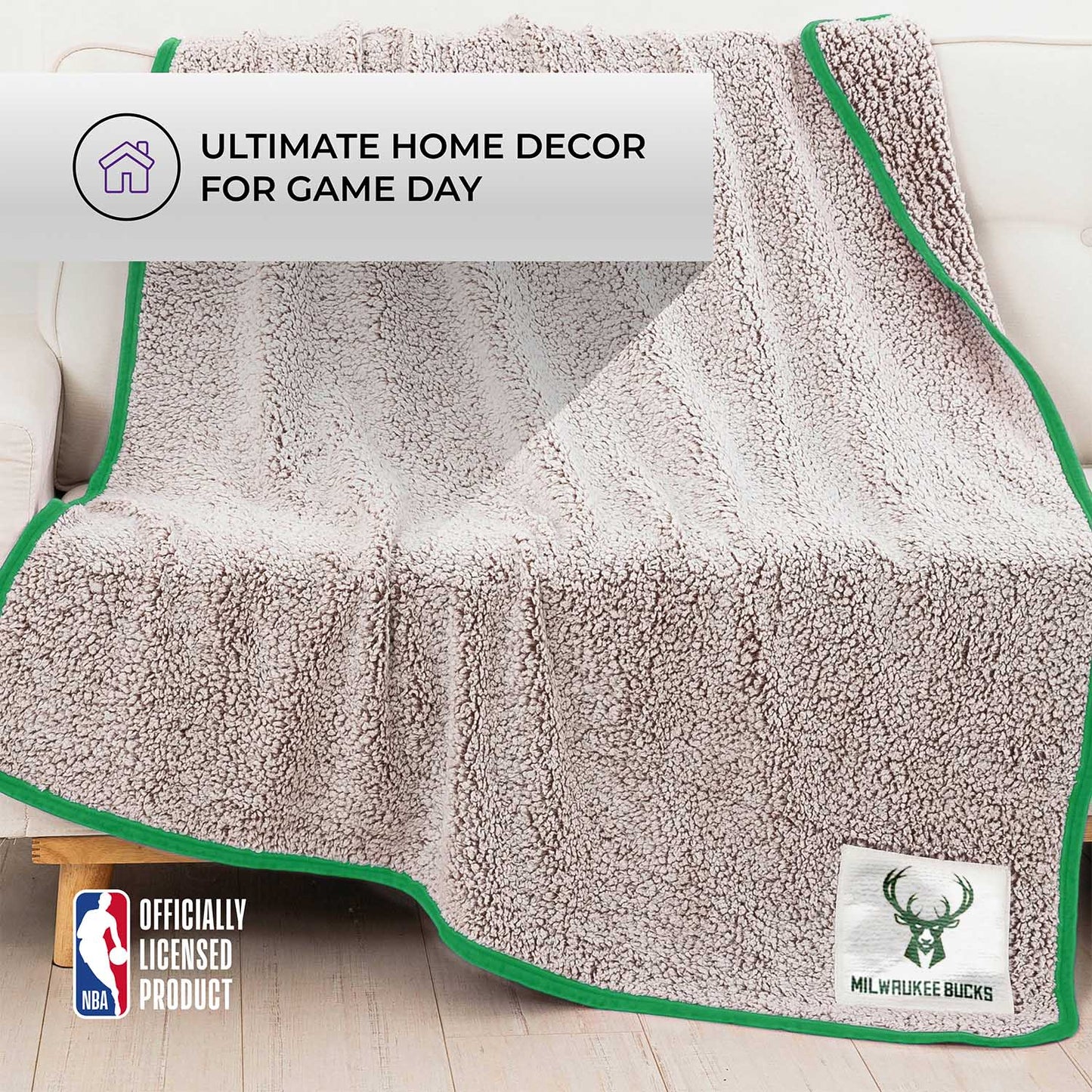 Milwaukee Bucks NBA Silk Touch Sherpa Throw Blanket - Green