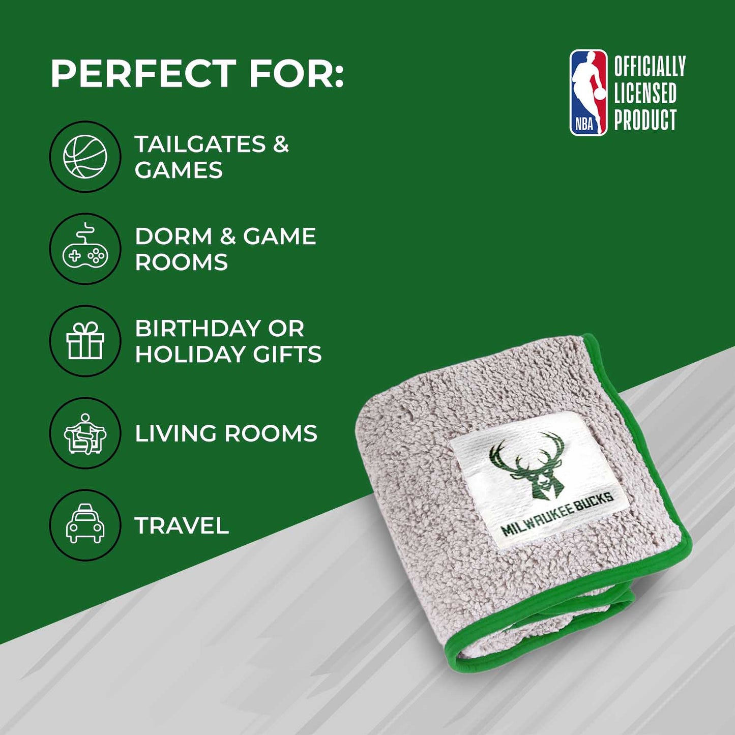 Milwaukee Bucks NBA Silk Touch Sherpa Throw Blanket - Green