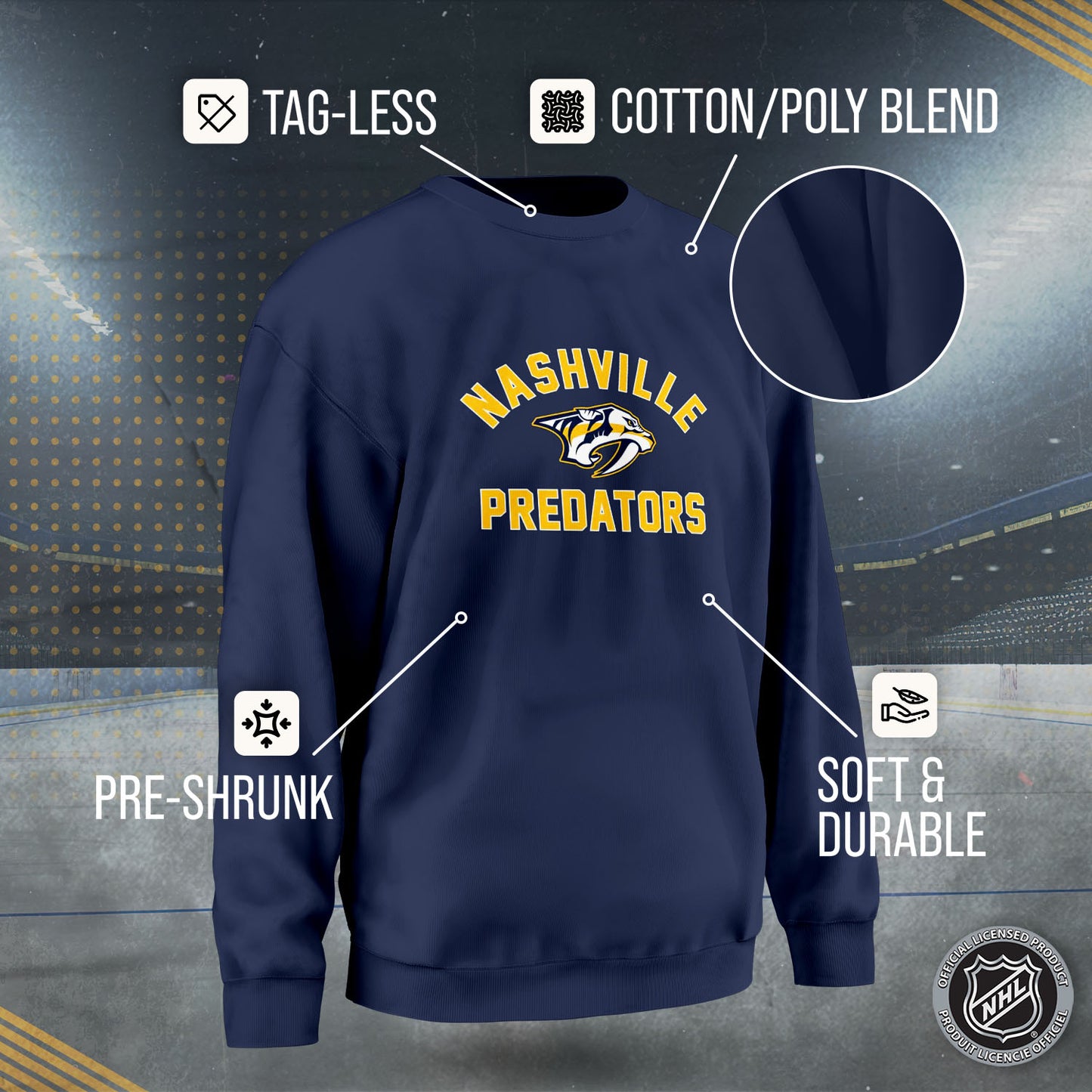 Nashville Predators Adult NHL Gameday Crewneck Sweatshirt - Navy