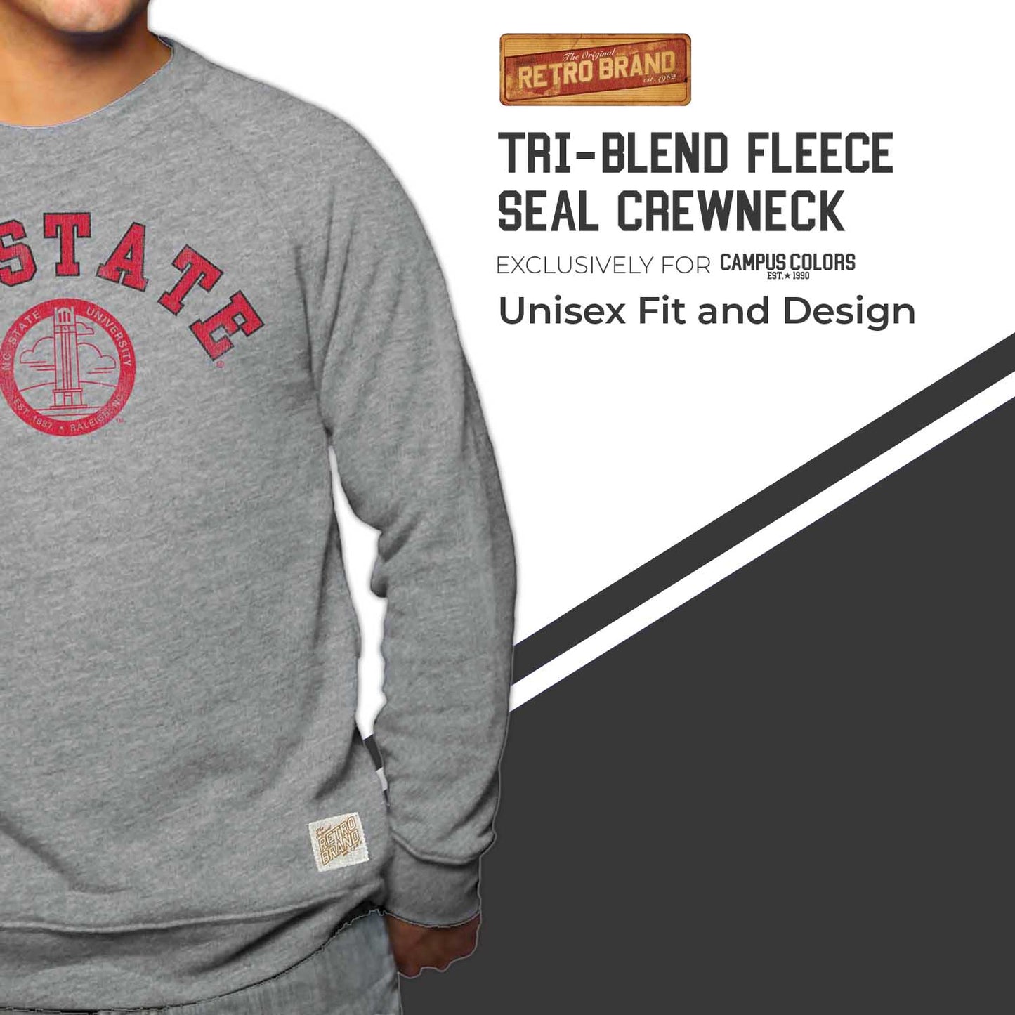 NC State Wolfpack College Gray University Seal Crewneck Sweatshirt - Gray