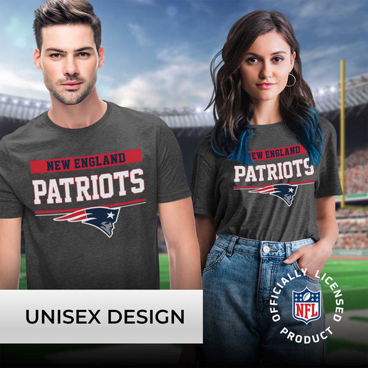 New England Patriots NFL Adult Team Block Tagless T-Shirt - Charcoal