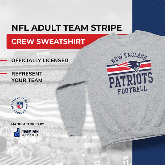 New England Patriots NFL Team Stripe Crew Sweatshirt - Sport Gray