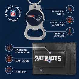 New England Patriots NFL Bottle Opener Keychain Bundle - Black