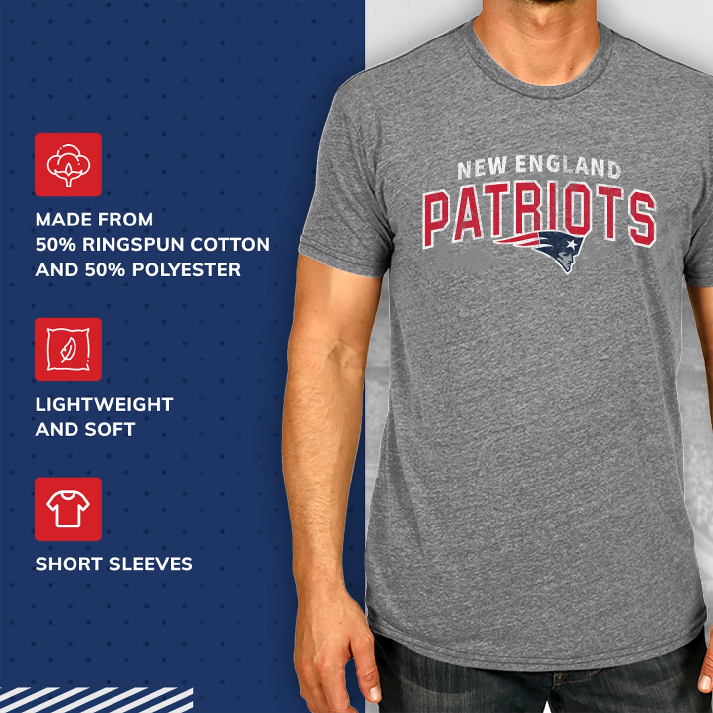 New England Patriots NFL Starting Fresh Short Sleeve Heather T-Shirt - Sport Gray
