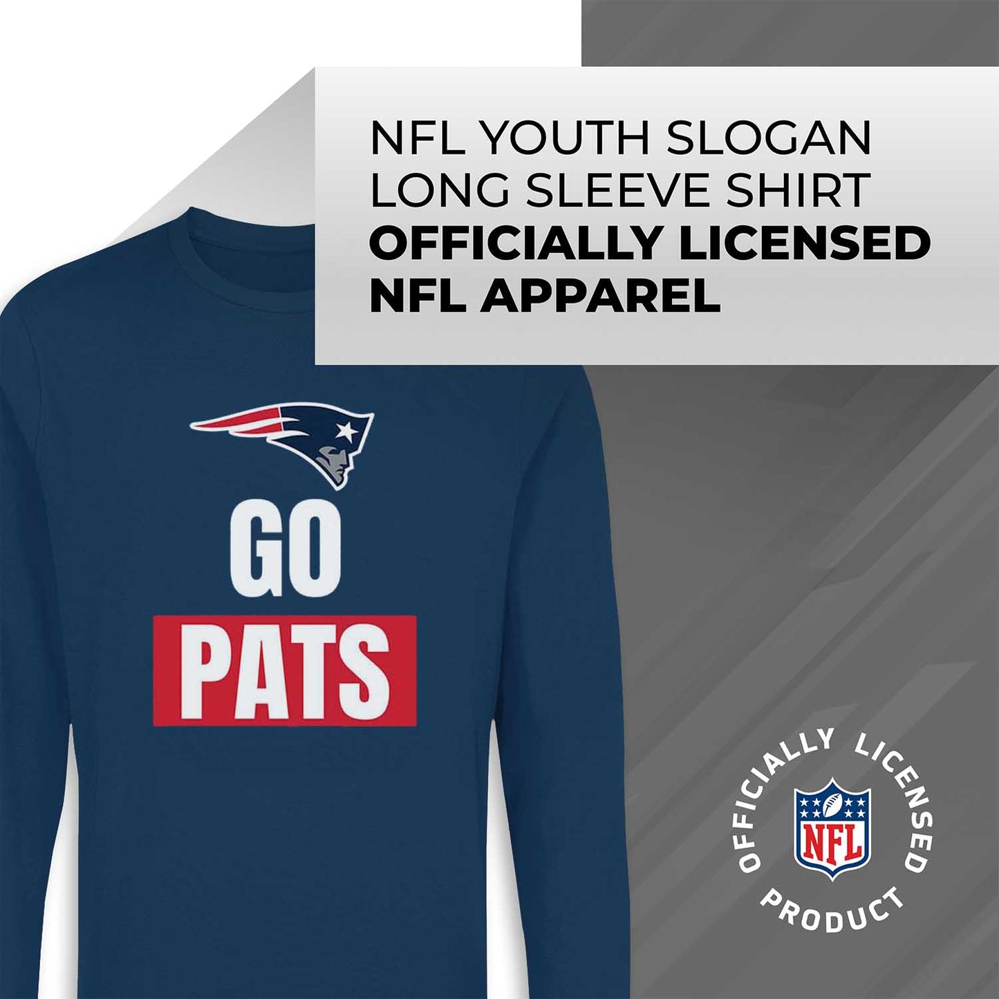 New England Patriots NFL Youth Team Slogan crewneck Sweatshirt - Navy