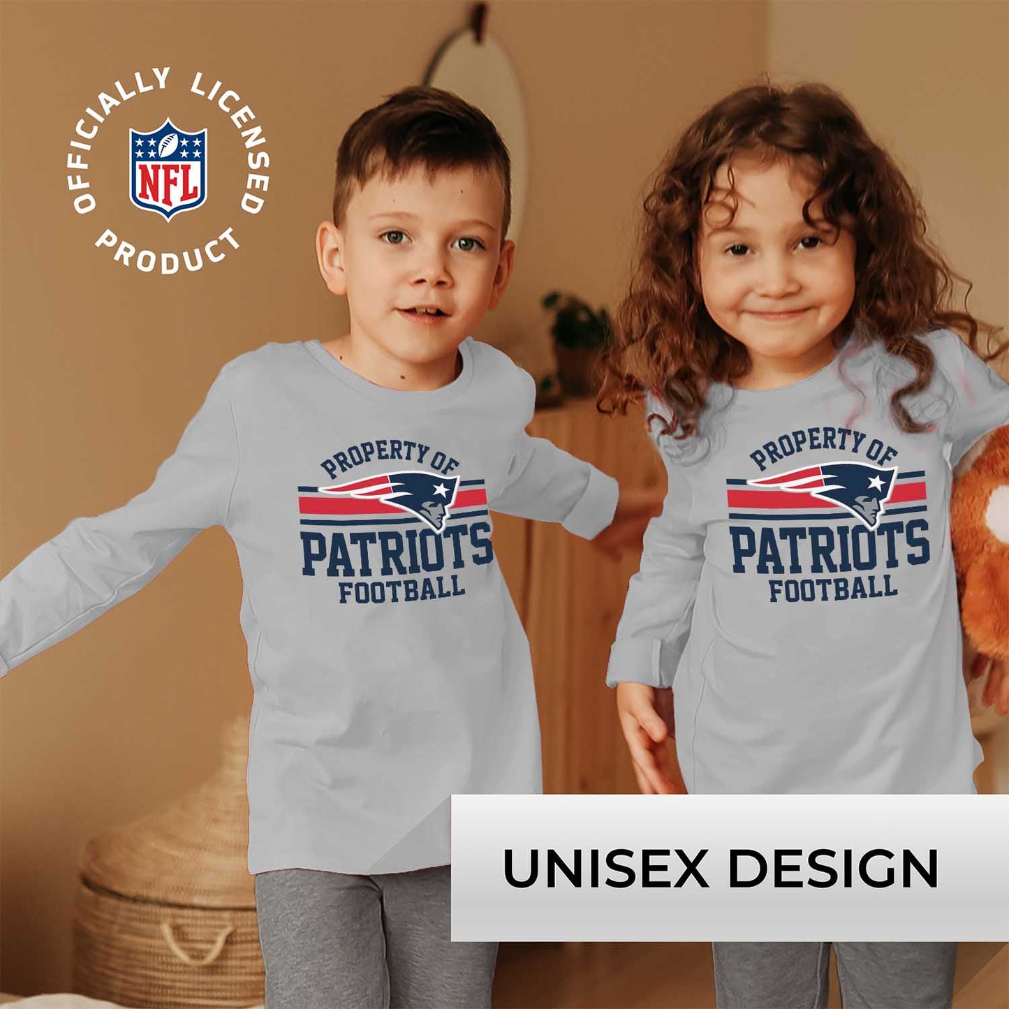 New England Patriots NFL Youth Property Of Long Sleeve Lightweight T Shirt - Sport Gray