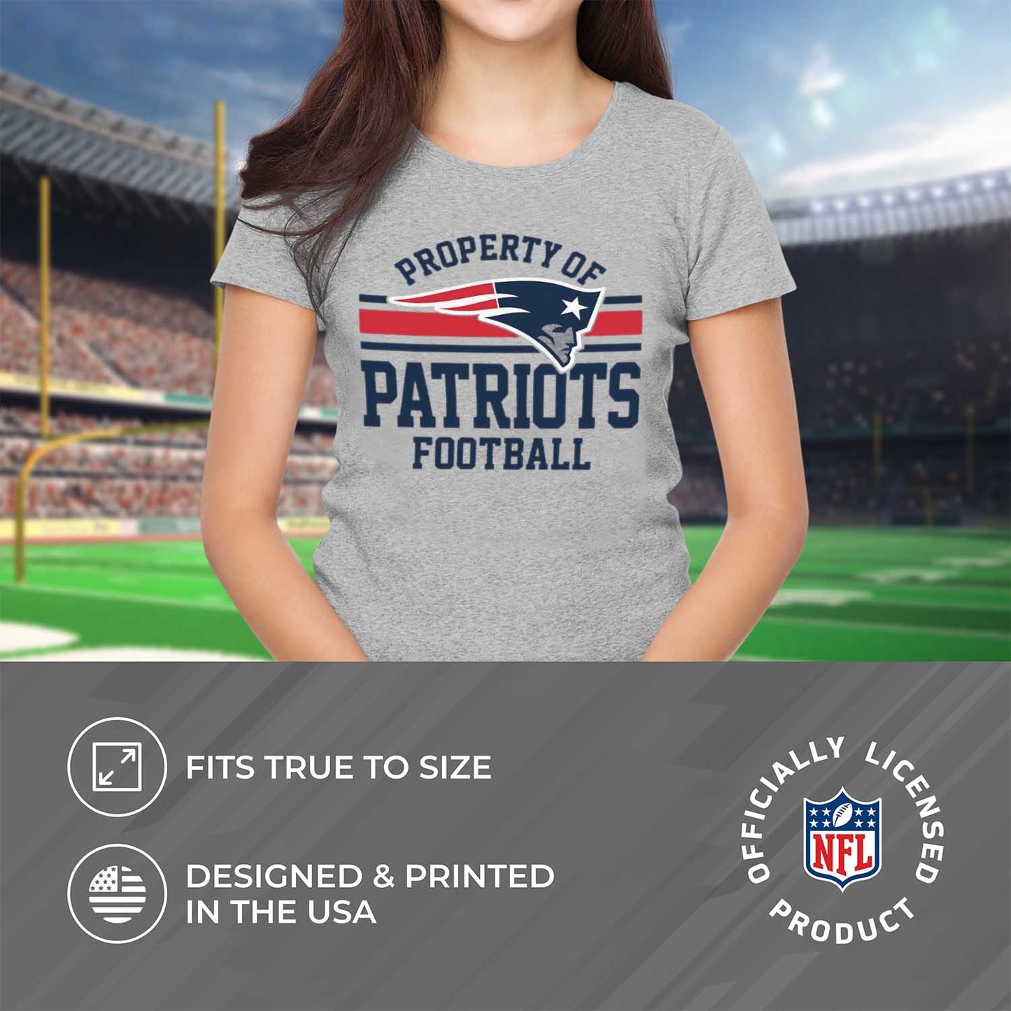 New England Patriots NFL Womens Short Sleeve Property of Tshirt - Gray