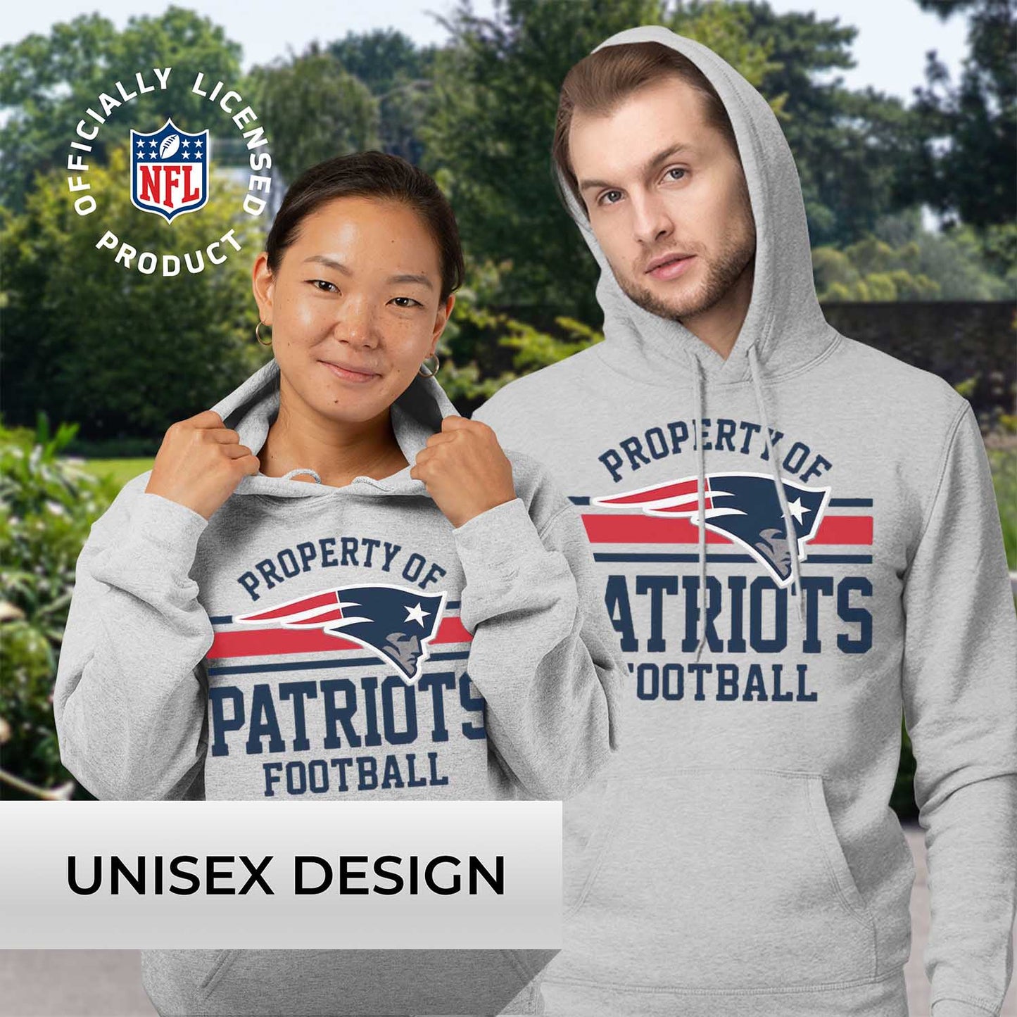 New England Patriots NFL Adult Property Of Hooded Sweatshirt - Sport Gray