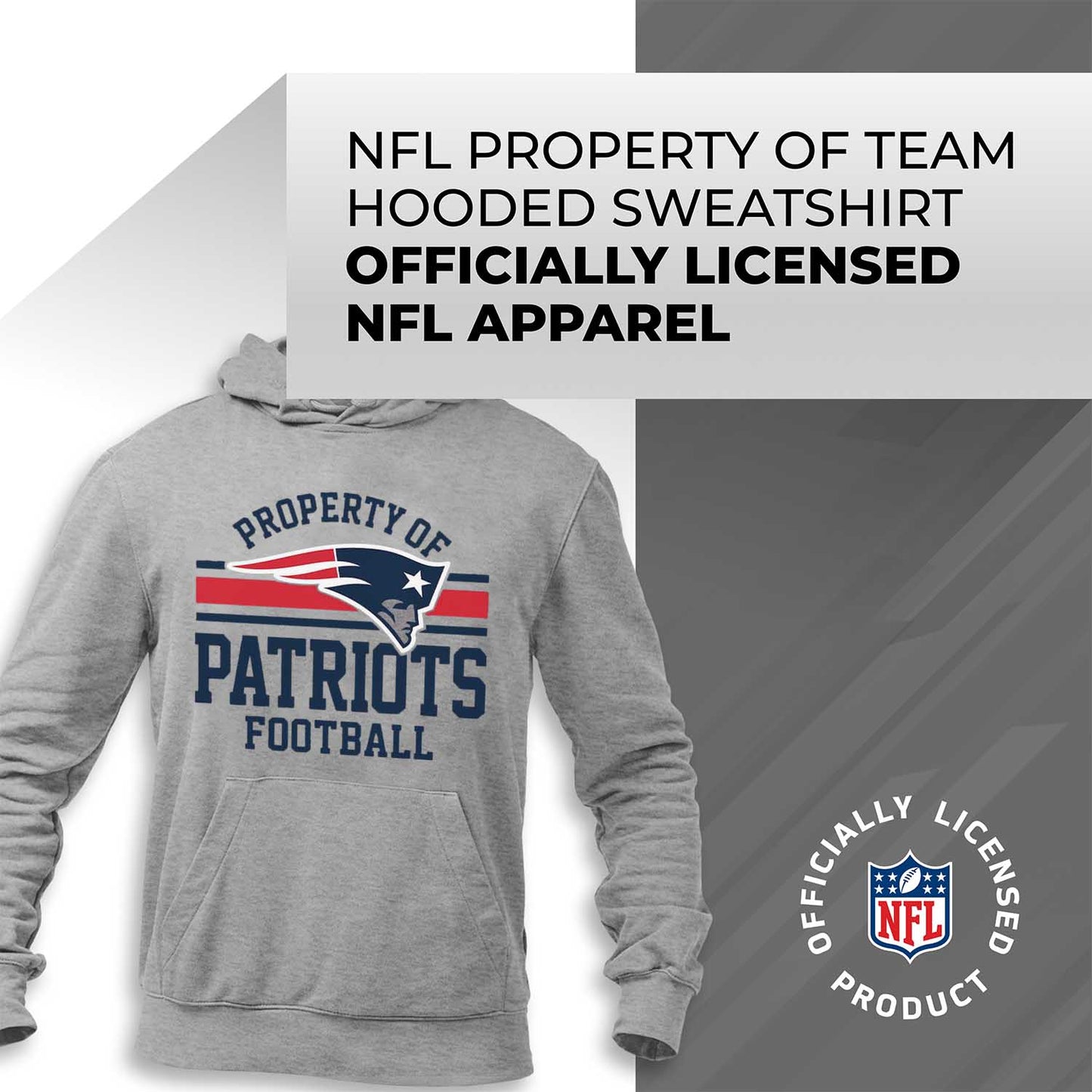 New England Patriots NFL Adult Property Of Hooded Sweatshirt - Sport Gray
