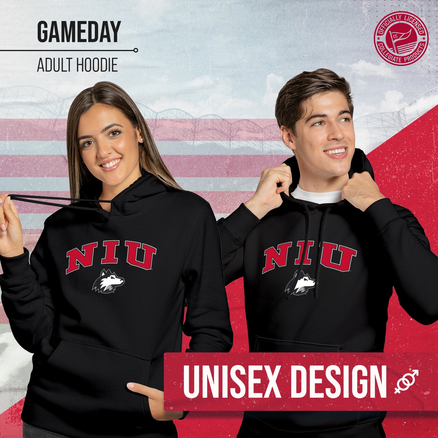 Northern Illinois Huskies Adult Arch & Logo Soft Style Gameday Hooded Sweatshirt - Black