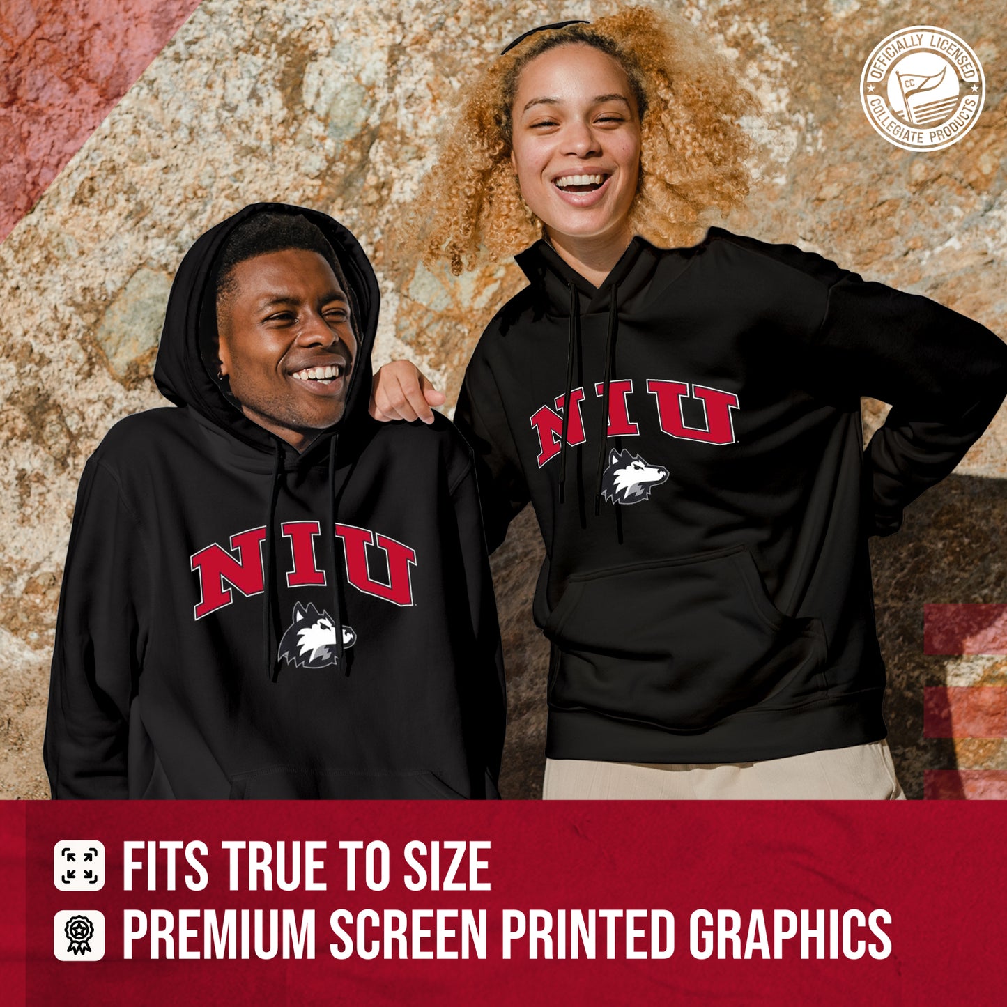 Northern Illinois Huskies Adult Arch & Logo Soft Style Gameday Hooded Sweatshirt - Black