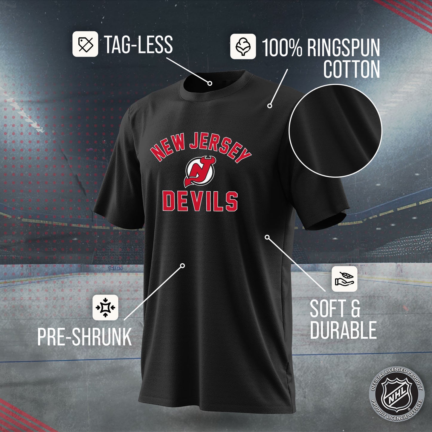 New Jersey Devils NHL Adult Game Day Unisex T-Shirt - Black