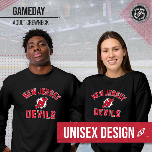 New Jersey Devils Adult NHL Gameday Crewneck Sweatshirt - Black