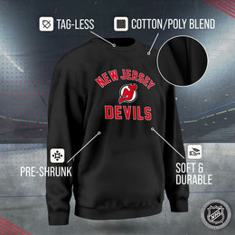 New Jersey Devils Adult NHL Gameday Crewneck Sweatshirt - Black