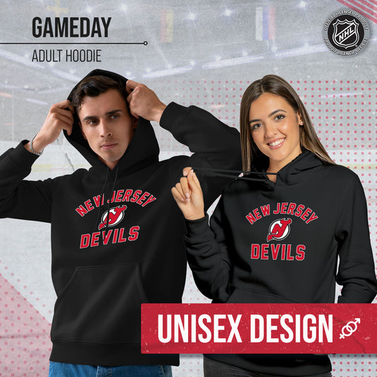 New Jersey Devils Adult NHL Gameday Hooded Sweatshirt - Black