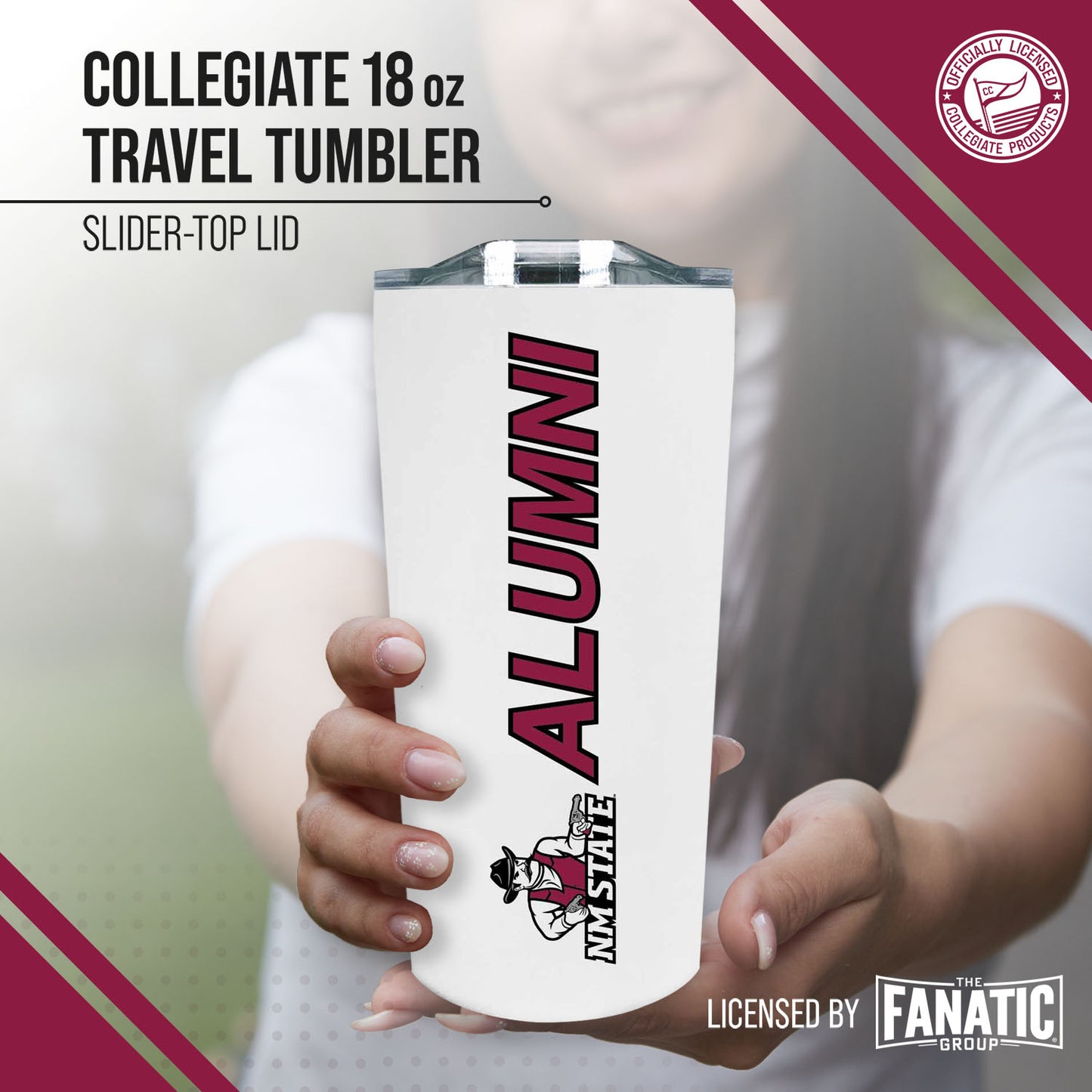 New Mexico State Aggies Collegiate Stainless Steel Travel Tumbler for Alumni - White