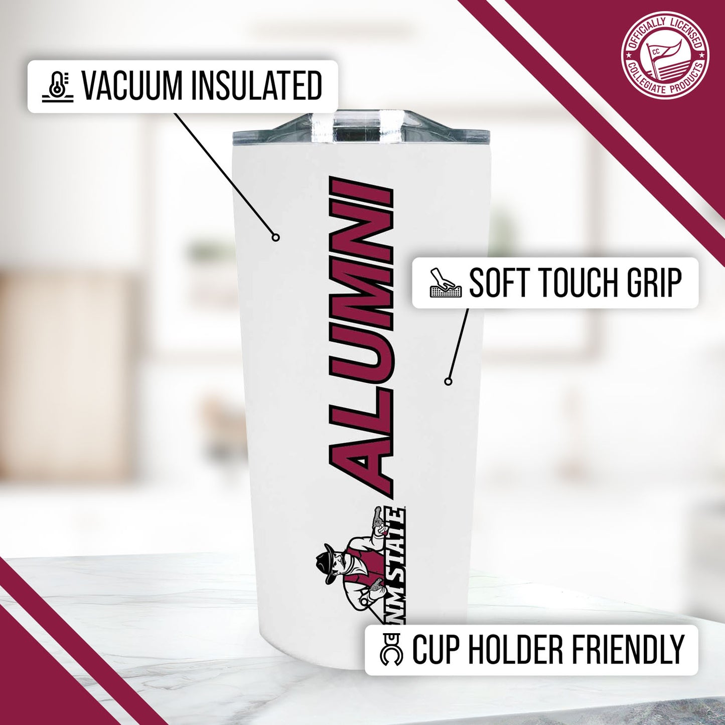 New Mexico State Aggies Collegiate Stainless Steel Travel Tumbler for Alumni - White