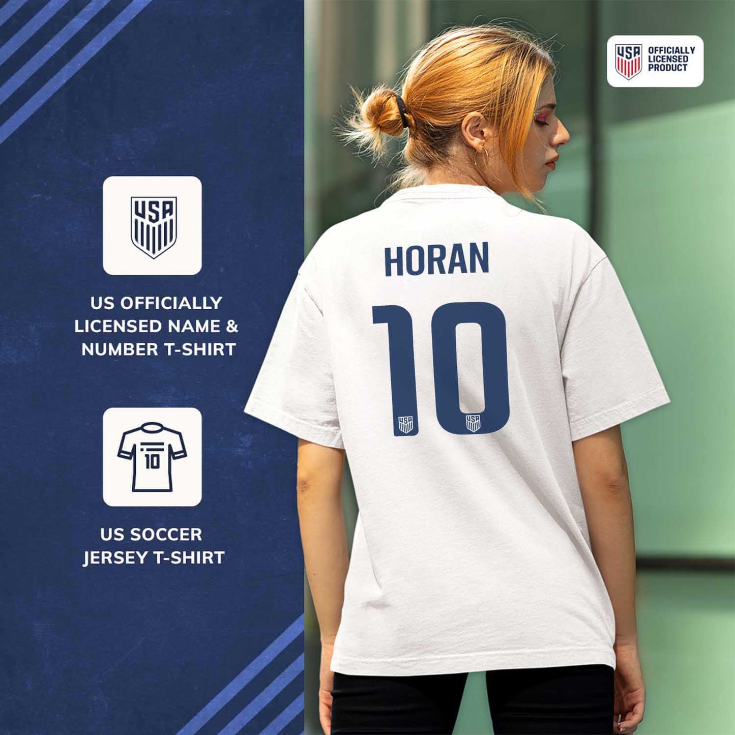 USA National Team The Victory Officially Licensed US Adult National Soccer Team Lindsey Horan Name & Number T-Shirt - White #10