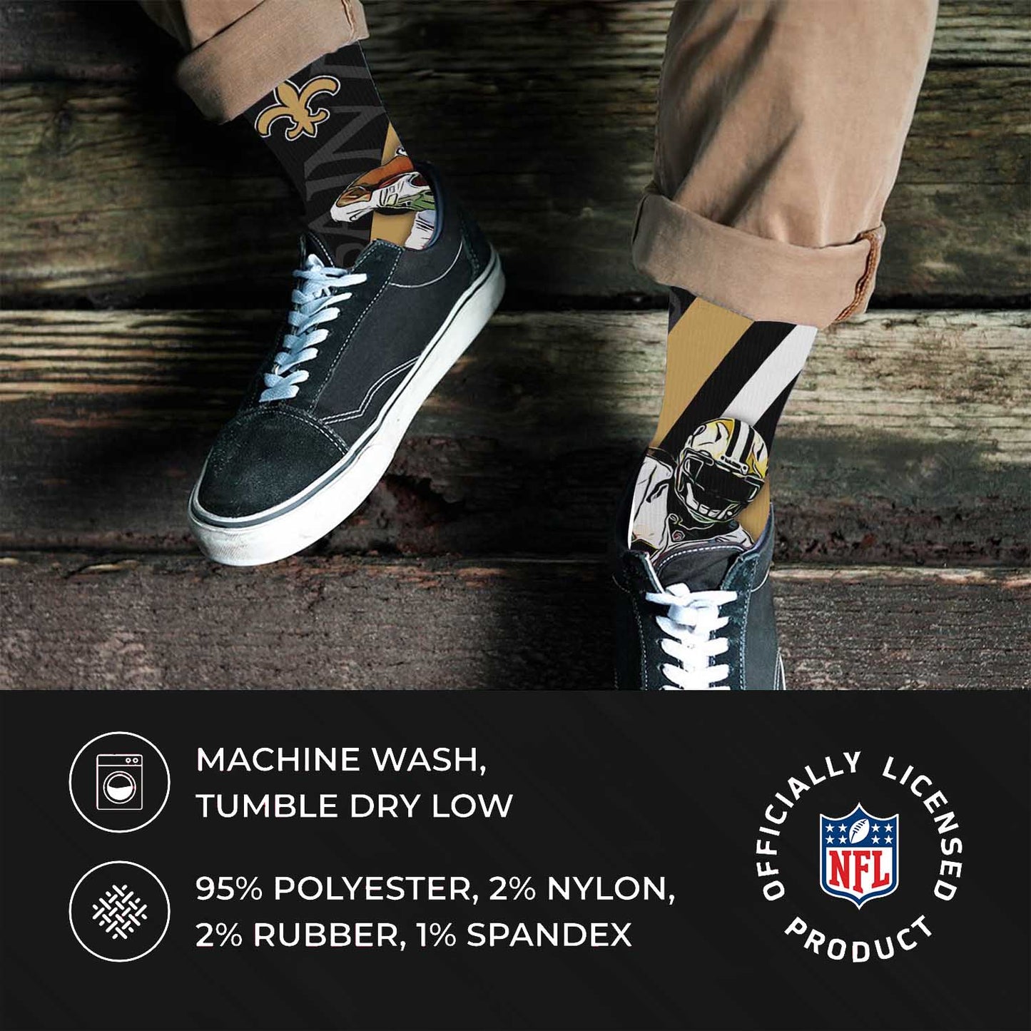 New Orleans Saints NFL Adult Player Stripe Sock - Black