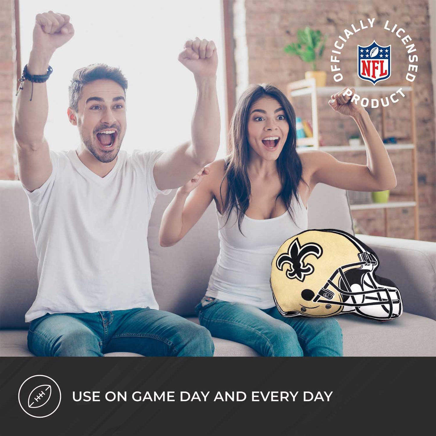 New Orleans Saints NFL Helmet Football Super Soft Plush Pillow - Gold