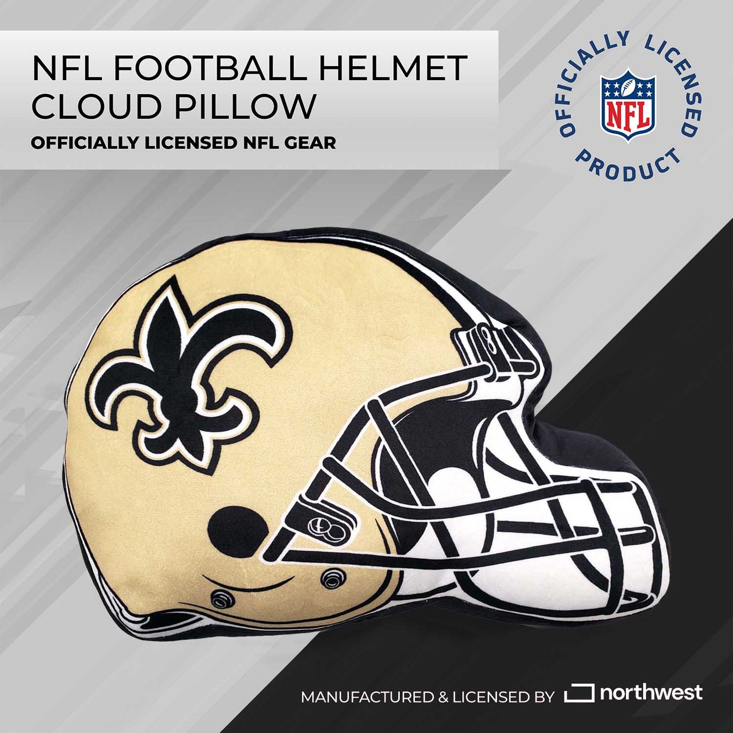 New Orleans Saints NFL Helmet Football Super Soft Plush Pillow - Gold