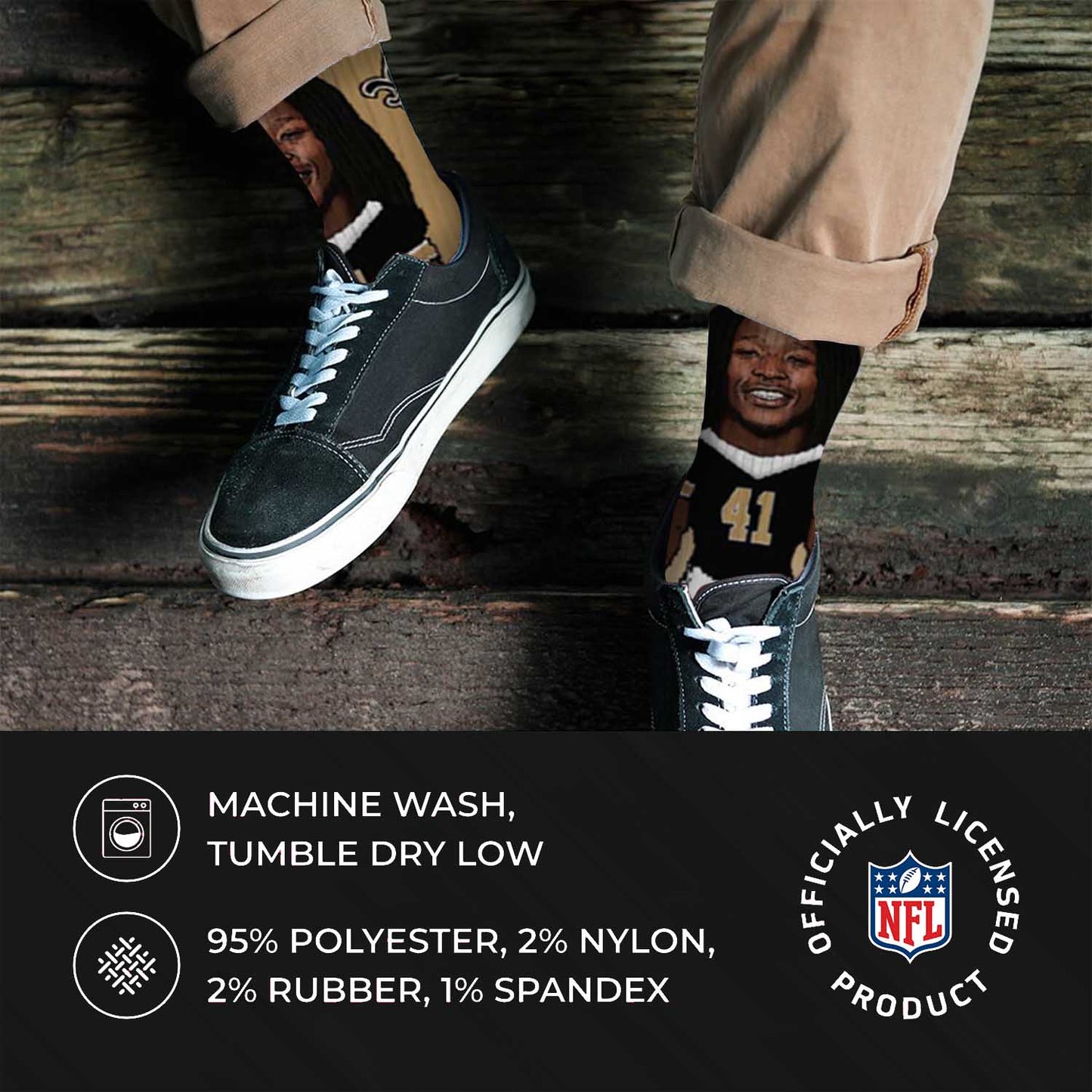 New Orleans Saints FBF NFL V Curve Socks - Old Gold