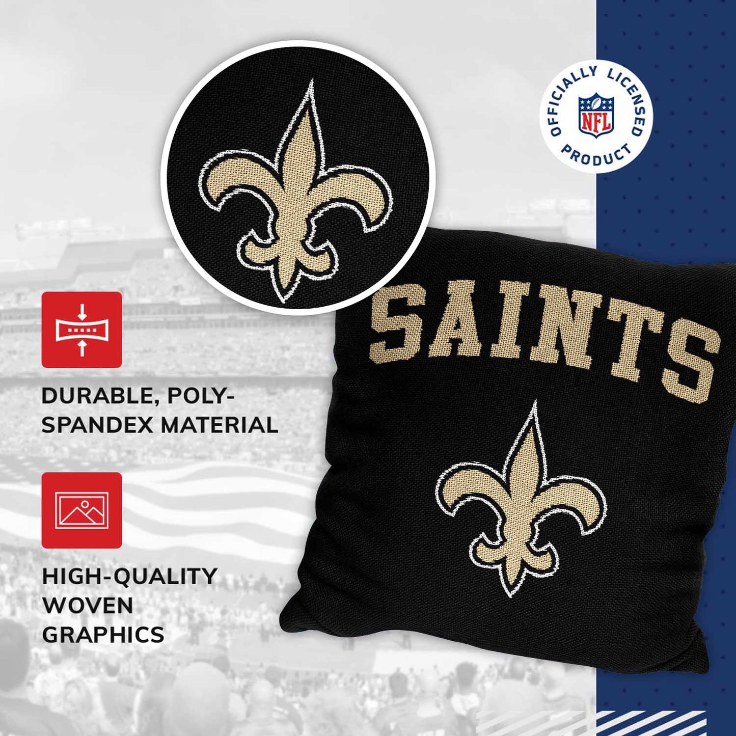 New Orleans Saints NFL Decorative Football Throw Pillow - Black