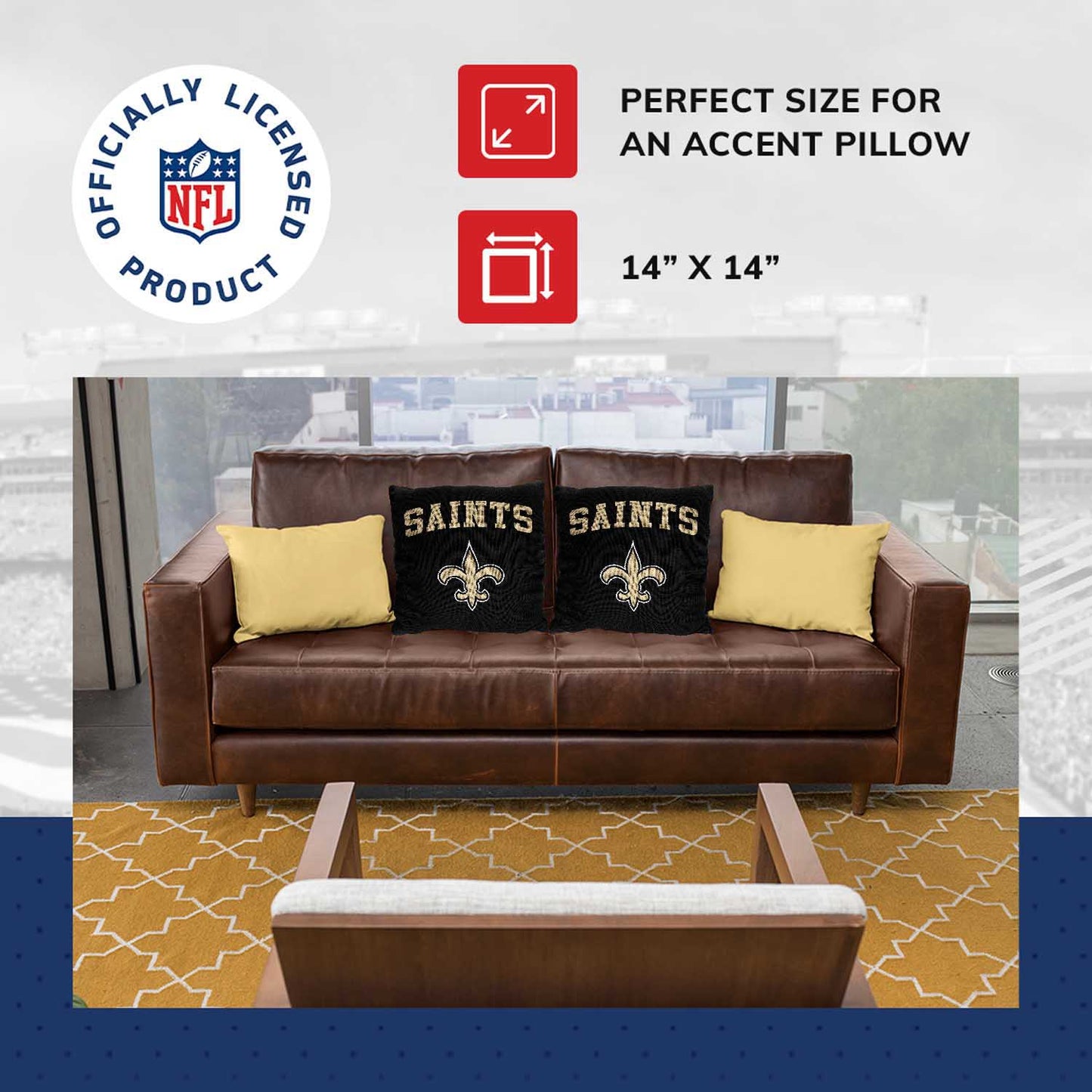New Orleans Saints NFL Decorative Football Throw Pillow - Black