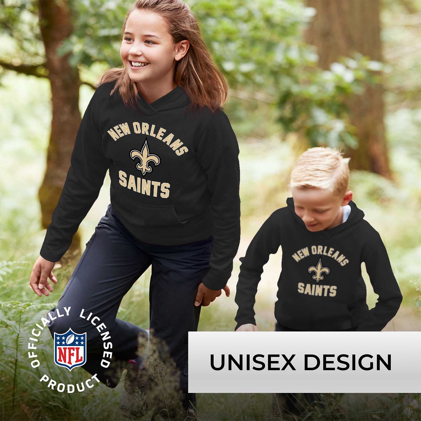 New Orleans Saints NFL Youth Gameday Hooded Sweatshirt - Black