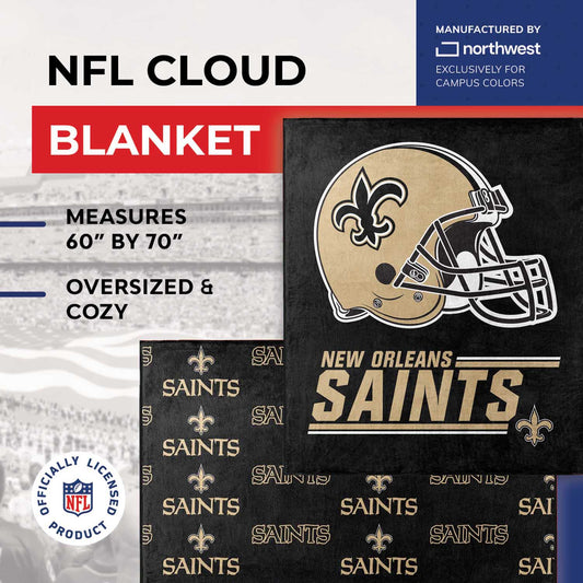 New Orleans Saints NFL Double Sided Blanket - Black