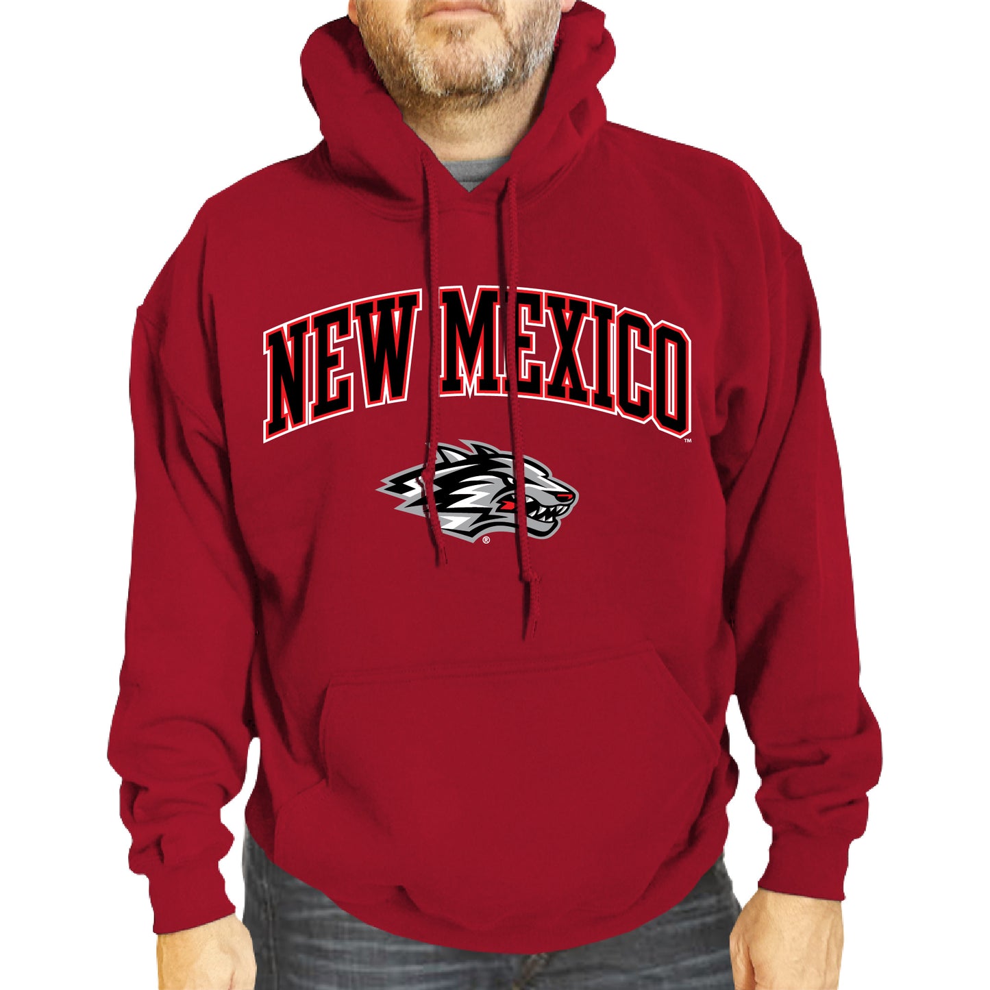 New Mexico Lobos Adult Arch & Logo Soft Style Gameday Hooded Sweatshirt - Red
