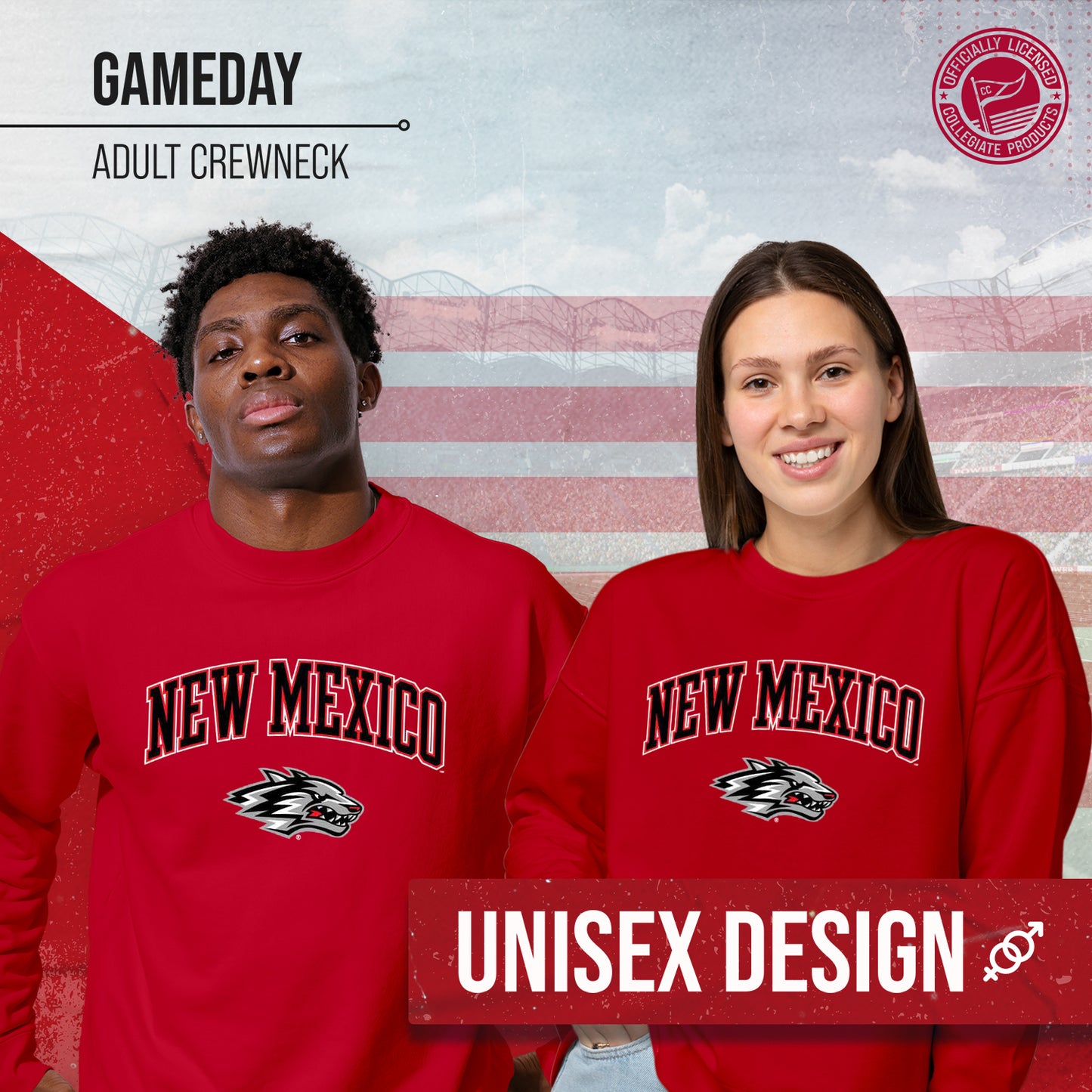 New Mexico Lobos Adult Arch & Logo Soft Style Gameday Crewneck Sweatshirt - Red