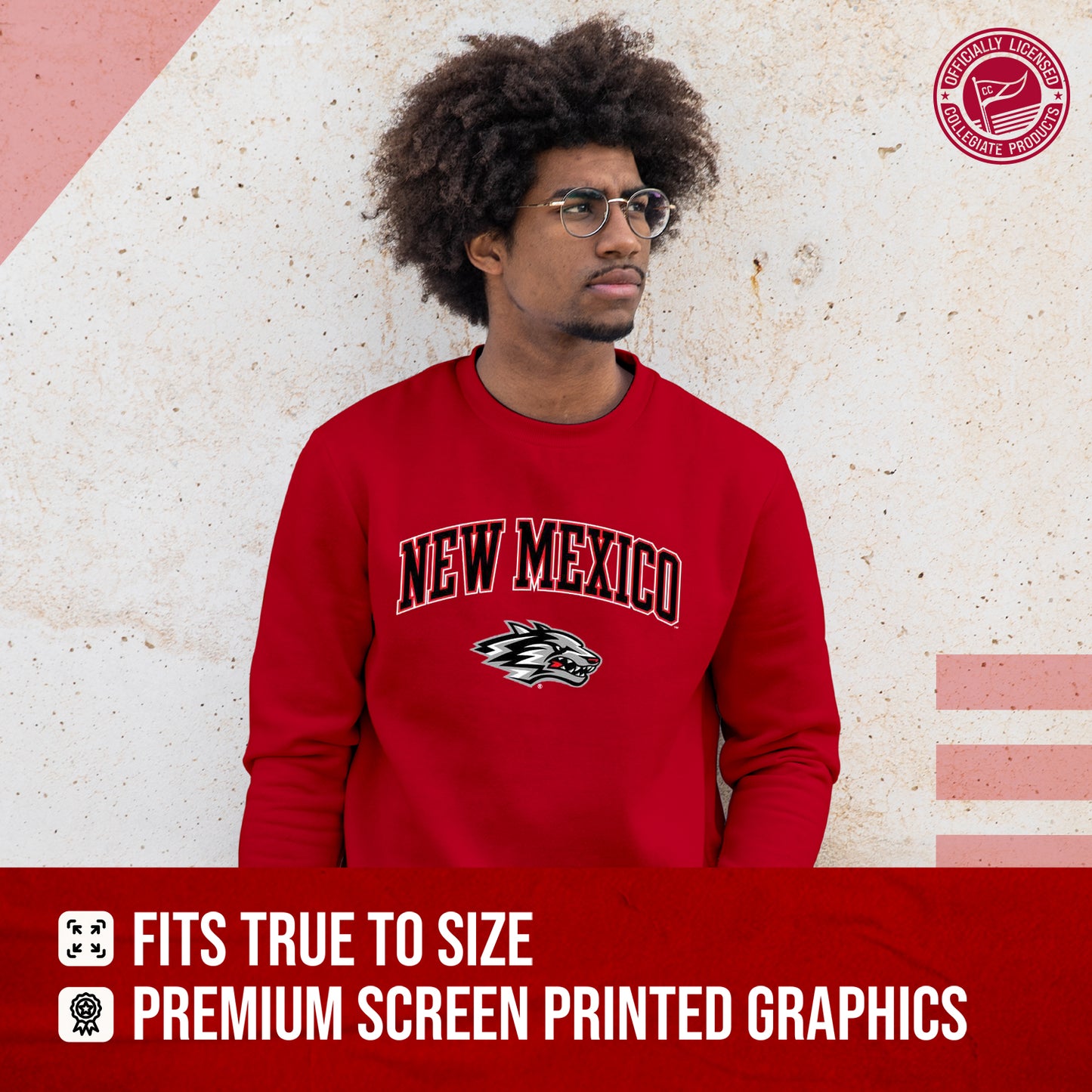 New Mexico Lobos Adult Arch & Logo Soft Style Gameday Crewneck Sweatshirt - Red