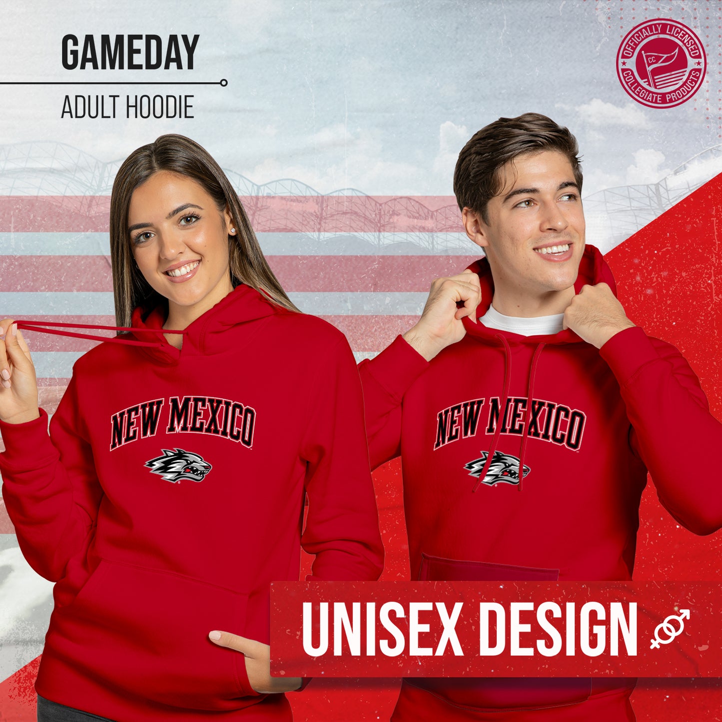 New Mexico Lobos Adult Arch & Logo Soft Style Gameday Hooded Sweatshirt - Red