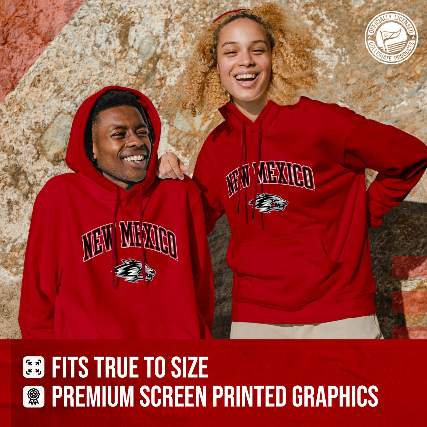 New Mexico Lobos Adult Arch & Logo Soft Style Gameday Hooded Sweatshirt - Red