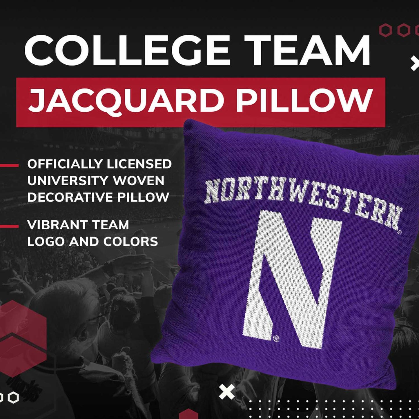 Northwestern Wildcats NCAA Decorative Pillow - Purple