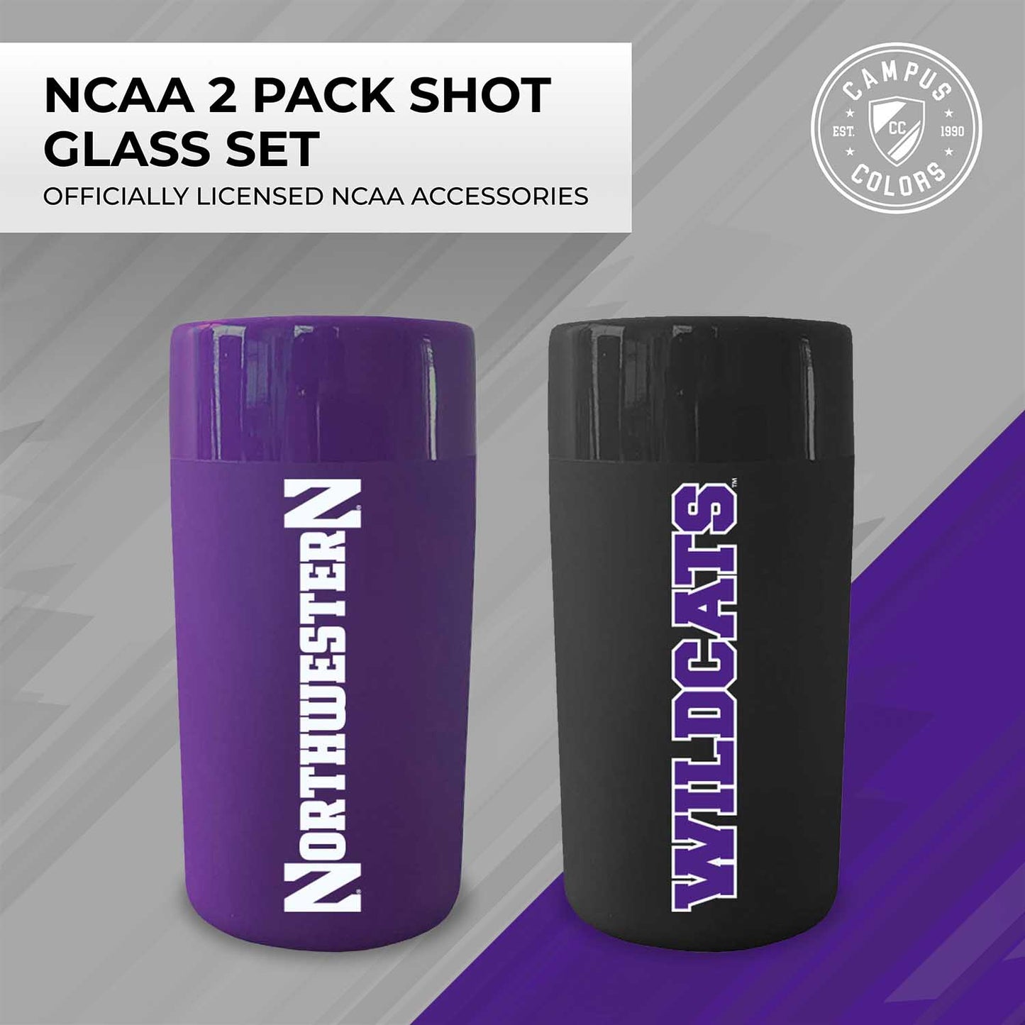 Northwestern Wildcats College and University 2-Pack Shot Glasses - Team Color