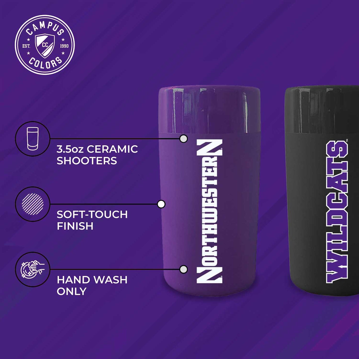 Northwestern Wildcats College and University 2-Pack Shot Glasses - Team Color