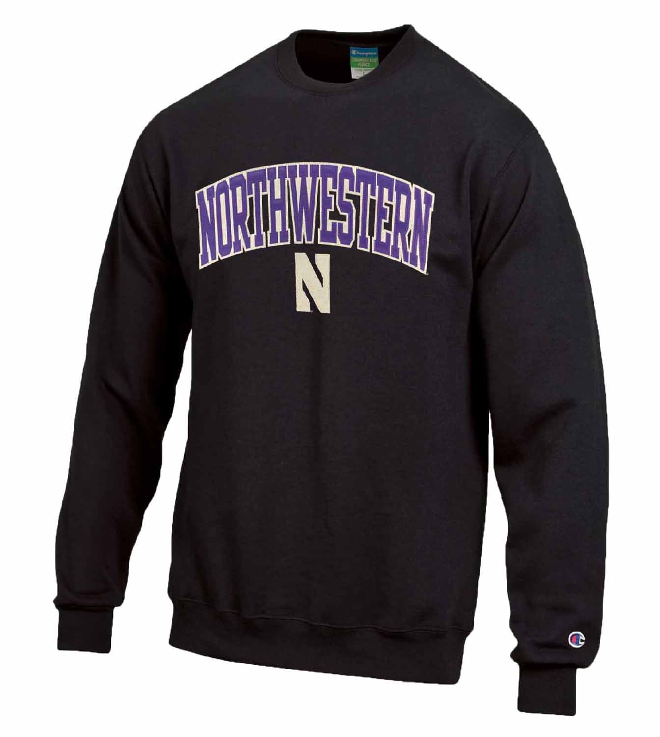 Northwestern Wildcats Adult Tackle Twill Crewneck - Black