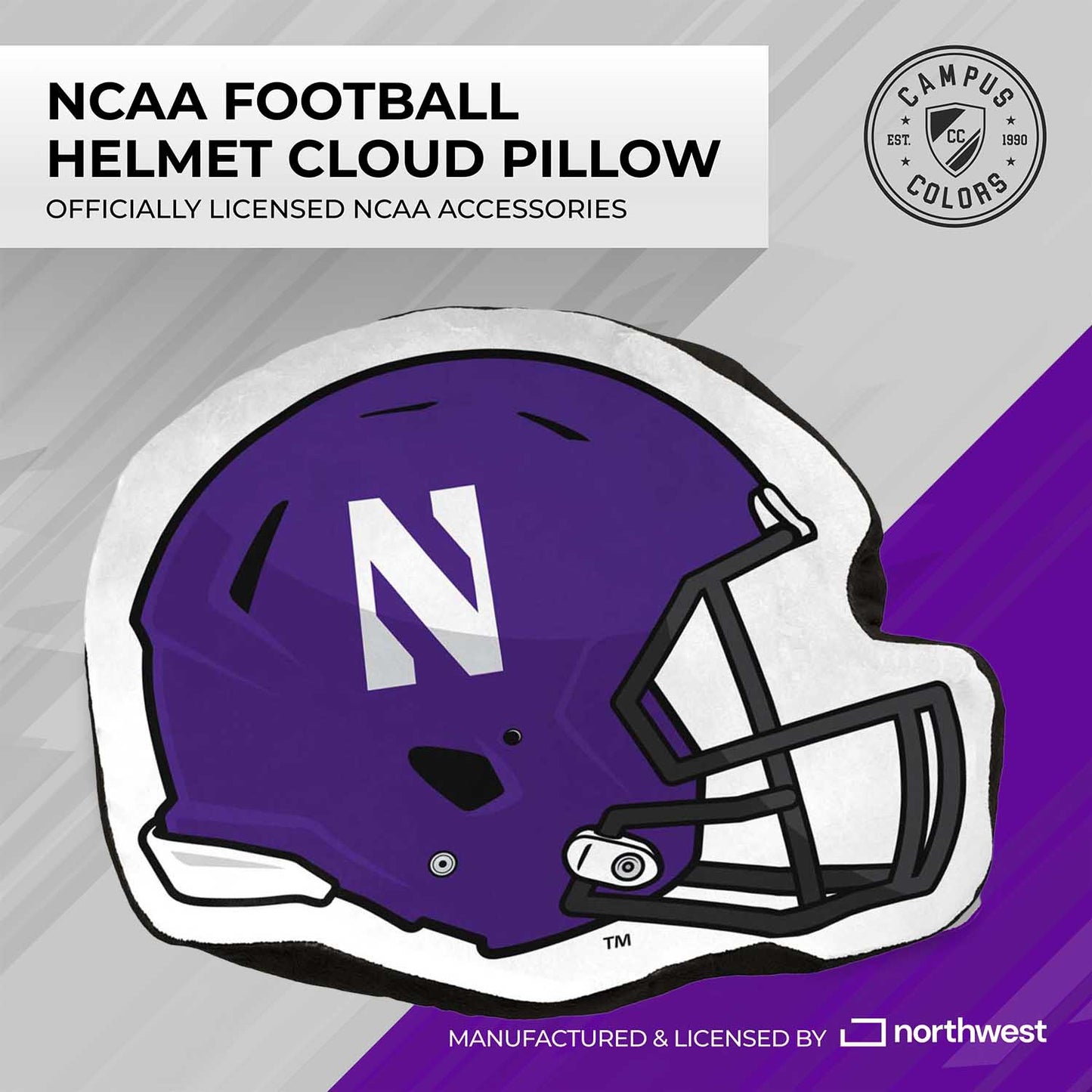 Northwestern Wildcats NCAA Helmet Super Soft Football Pillow - Purple