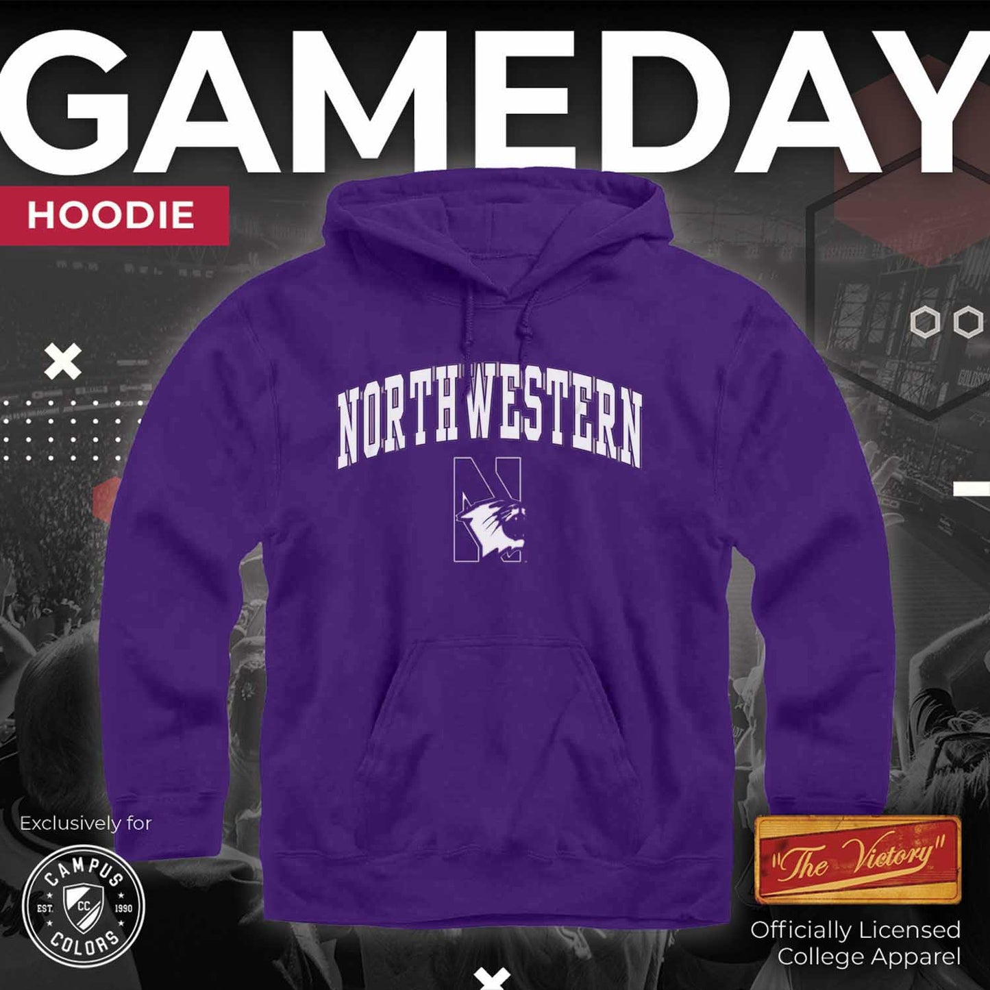 Northwestern Wildcats Adult Arch & Logo Soft Style Gameday Hooded Sweatshirt - Purple
