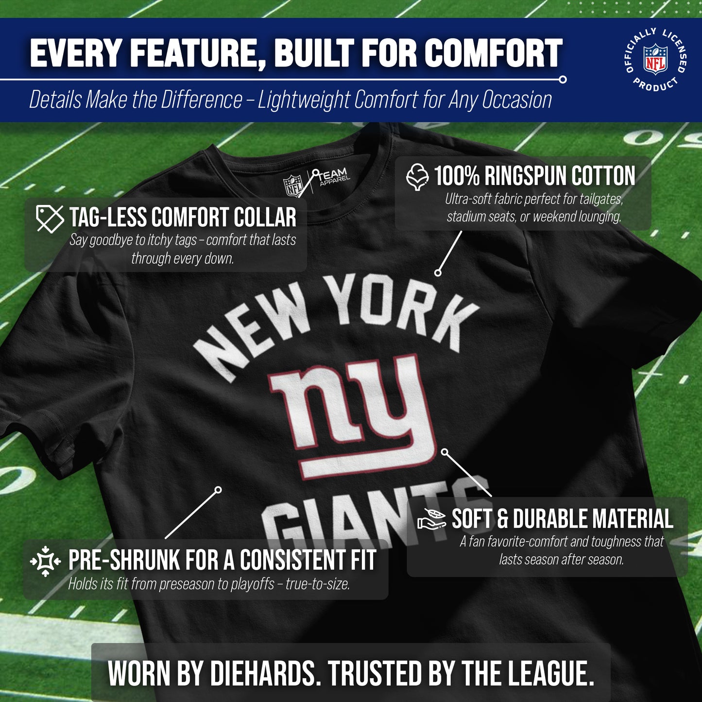 New York Giants NFL Adult Gameday T-Shirt - Black