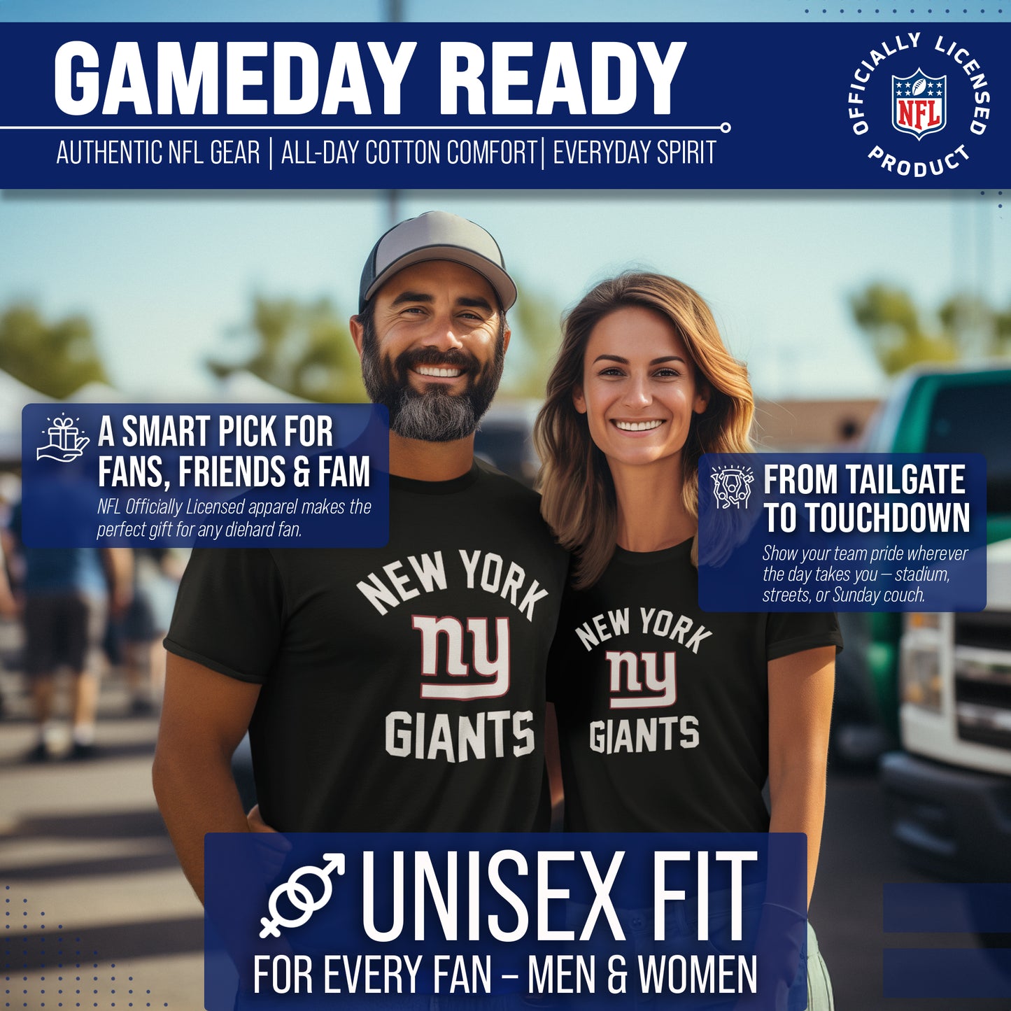 New York Giants NFL Adult Gameday T-Shirt - Black