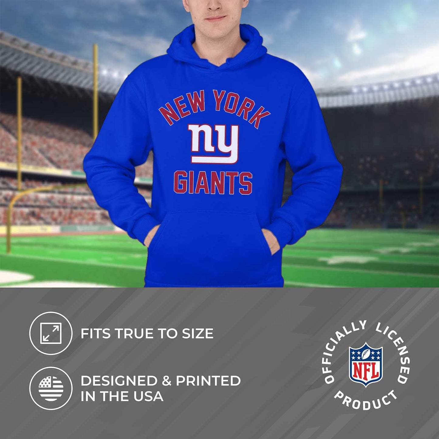 New York Giants NFL Adult Gameday Hooded Sweatshirt - Royal